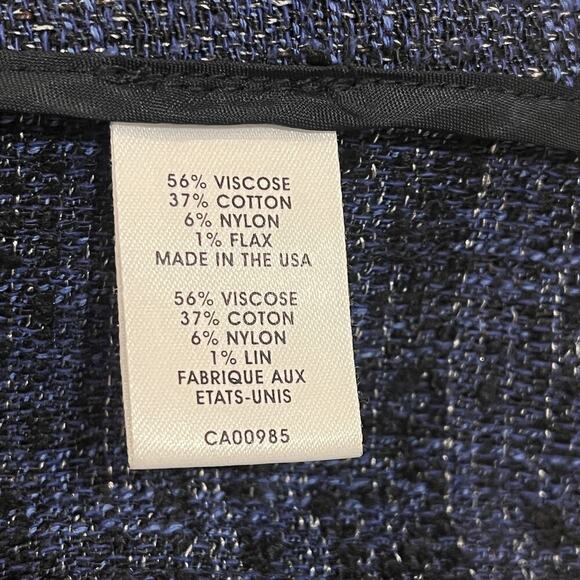 Nanette Lepore Jacket Womens 4 Blue Black Tweed Belted Short Sleeve - Picture 8 of 9